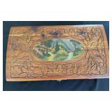 VTG Carved Cedar Wooden Jewelry Box