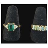 18K GEP & HGE Gold Filled Green Stone Rings