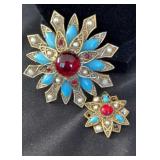 Art Peppers Design Turquoise/Red Brooches