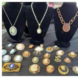 Cameo Brooches, Necklaces, Pins and Ring