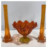 Swung Glass Bud Vases & Pedestal Candy