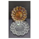 Carnival & Clear Glass Egg Plates