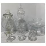 Covered Clear Glass Pedestal Vases