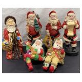 (6) Resin Santas