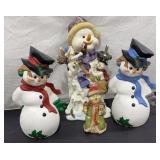 Porcelain & Resin Snowmen Decoration