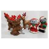 Painted Chalkware Reindeer & Mice
