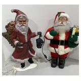 Lighted Porcelain & Cloth Santas
