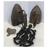 Antique Sad Irons, Coca Cola Bottle Opener