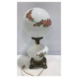 Vtg Milk Glass Hurricane Lamp