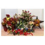 Large Silk Flower Arrangement Lot