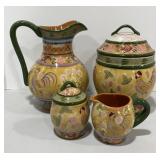 Chanticleer Pitcher, Cookie Jar, cream/sugar