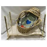 Baby Doll Brass Bed & Woven basket bed