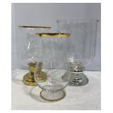 Large Gold Rim & Etched Vases