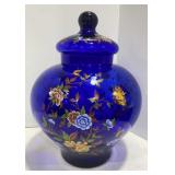 Large Hand Painted Cobalt Blue Vase
