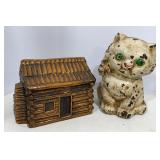 Vtg Cast Iron Cat & Aluminum Cast Coin Banks