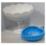Vtg Fenton Blue Slag Glass Heart Shape dish