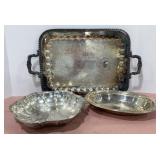 Silver Plate Serving Platter & Bowls