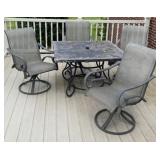 (4) Patio Swivel Spring Chairs & 44in Sq Table