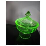 Candy Dish Uranium Glass with lid