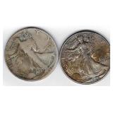 Silver Half Dollar Coins  1942 & 1943D
