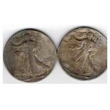Silver Half Dollar Coins (2) 1941D, 1944D