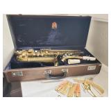 Conn Saxophone, reeds, case,