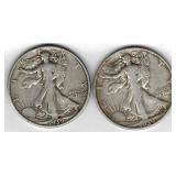 Silver Half Dollar Coins (2) 1939