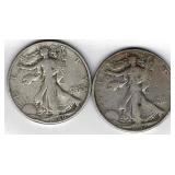 Silver Half Dollar Coins (2) 1937D & 1940