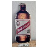 Red Stripe Metal Beer Sign,  24" T, 10" W