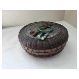 Sewing Basket - antique, beads on top