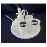 Vintage Fenton Milk Glass Condiment Set