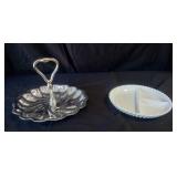 Stainless & Milk Glass Serving Trays