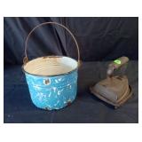 Antique #5 Iron & Swirled Granite Pot