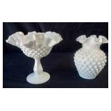 Vintage Fenton Bud Vase & A Compote