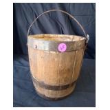 Antique Wooden Bucket With Steel Bands