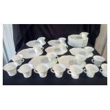 Vintage Milk Glass Snack Trays & Matching Cups