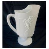 Milk Glass Harvest Grape Pitcher