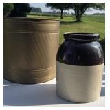 Crock & Brass Container