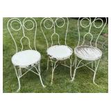 4 Ice Cream Parlor Chairs with Wood Seats