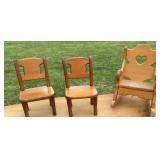 Wooden Doll Rocker and Chairs