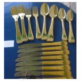 Japan Christmas Hollyberry Flatware Gold Tone
