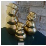 Vintage Brass Snowman Family 9" 7" 5"