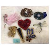 5 Vintage Handmade Pins/3 Bracelets