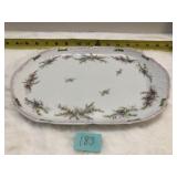 12" Oval Platter Floral Print Limoges