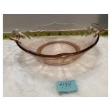 Jeanette Pink Depression Glass Bowl w/Handles