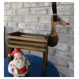 Homco Santa Bank & Reindeer Basket Planter