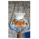 Vtg Hanging Swag Milk Glass Lamp