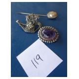 3 Vintage Sterling Pins/Brooches