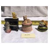 3 small Cat Trinket Boxes