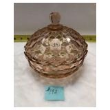 Vintage Fostoria Pink Glass Lidded Dish